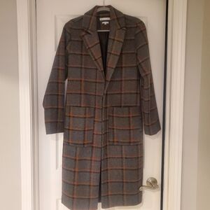 Another Influence Men's Charcoal Plaid Wool-Blend Pea Coat